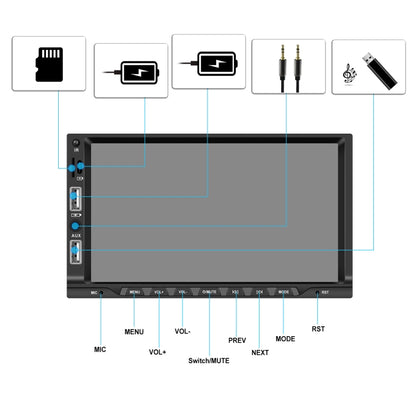 7-inch Double Din Car MP5 Player Support CarPlay/Android Auto/Mirror Link/Bluetooth Standard Edition - Car MP3 & MP4 & MP5 by buy2fix | Online Shopping UK | buy2fix