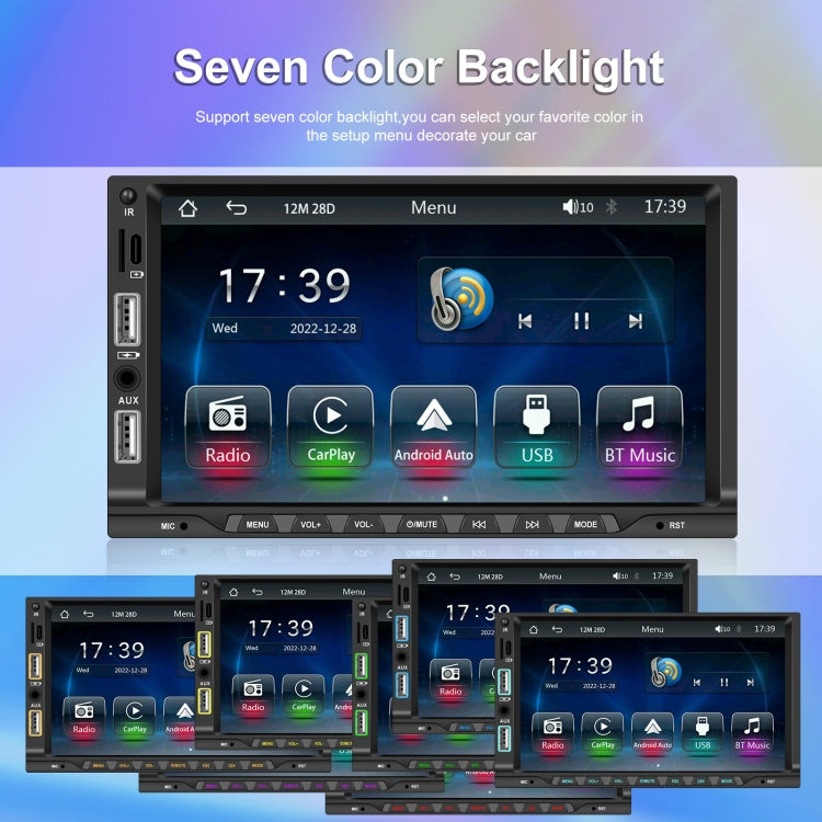 7-inch Double Din Car MP5 Player Support CarPlay/Android Auto/Mirror Link/Bluetooth With 12-light Camera - Car MP3 & MP4 & MP5 by buy2fix | Online Shopping UK | buy2fix