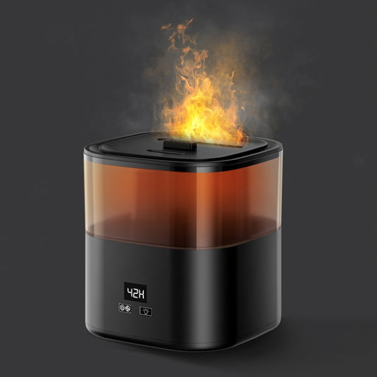 JSQ-58 1.1L large Capacity Digital Display Flame Atomization Humidifier, Color: Matt Black(UK Plug)