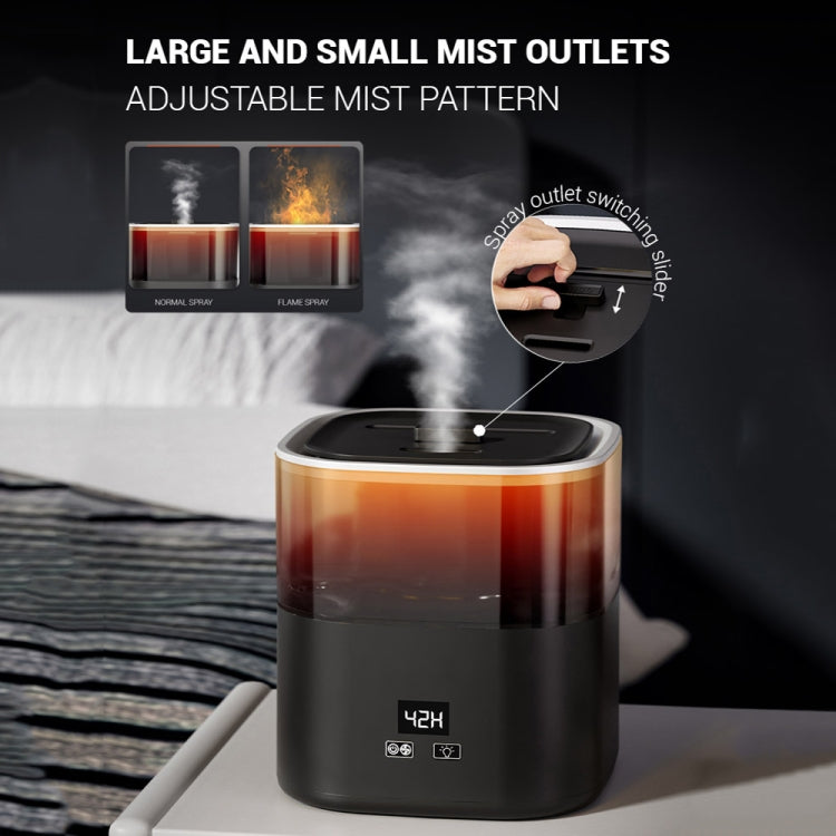 JSQ-58 1.1L large Capacity Digital Display Flame Atomization Humidifier, Color: Matt Black(EU Plug) - Air Purifiers & Accessories by buy2fix | Online Shopping UK | buy2fix