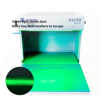 SUNSHINE SS-917C Mobile Phone Screen Repair Dust-free Workbench Green White Light Dual Lamps Dust Display Lamp Operator Bench EU Plug - Repair Platform by SUNSHINE | Online Shopping UK | buy2fix