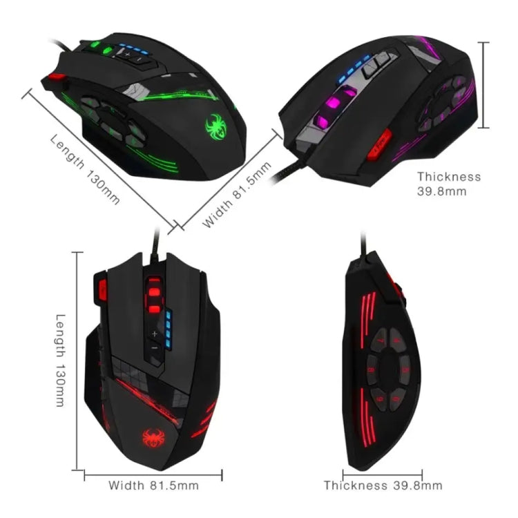 ZELOTES C12 12-buttons Ergonomic Programming Custom Gaming Wired Mouse(Black) by ZELOTES