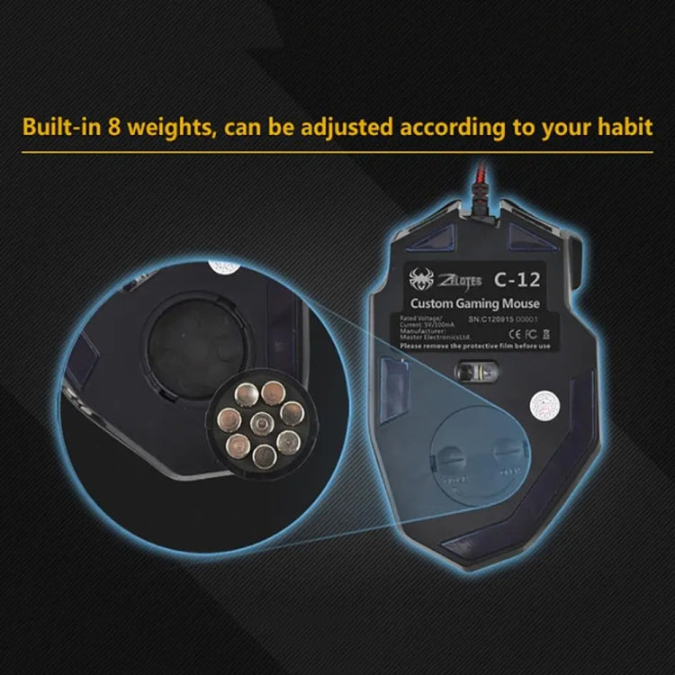 ZELOTES C12 12-buttons Ergonomic Programming Custom Gaming Wired Mouse(Black) by ZELOTES