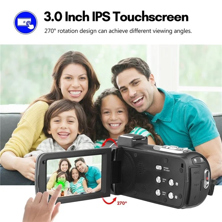 4K  Digital Video Camera 3 Inch IPS Touch Screen 56MP 18X Digital Zoom WiFi Camcorder, Spec: Set 2 - Video Cameras by buy2fix | Online Shopping UK | buy2fix