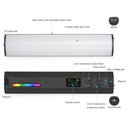 VLOGLITE W200RGB Full Colorful Handheld Fill Light Stick Live Photography Ambient Light Outdoor Lighting -  by VLOGLITE | Online Shopping UK | buy2fix