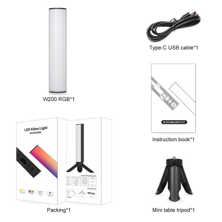 VLOGLITE W200RGB Full Colorful Handheld Fill Light Stick Live Photography Ambient Light Outdoor Lighting -  by VLOGLITE | Online Shopping UK | buy2fix