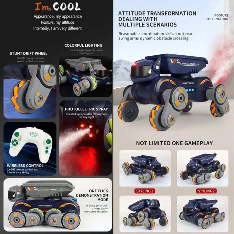 Eight Wheel Stunt Robot Dog Smart Gesture Sensor RC Kids Toy Car With Lights Music Spray Car, Style: Orange Dual RC - RC Cars by buy2fix | Online Shopping UK | buy2fix