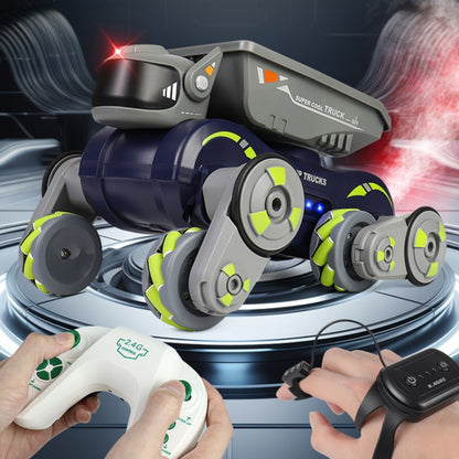 Eight Wheel Stunt Robot Dog Smart Gesture Sensor RC Kids Toy Car With Lights Music Spray Car, Style: Green Single RC - RC Cars by buy2fix | Online Shopping UK | buy2fix