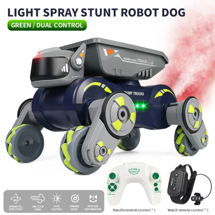 Eight Wheel Stunt Robot Dog Smart Gesture Sensor RC Kids Toy Car With Lights Music Spray Car, Style: Green Dual RC - RC Cars by buy2fix | Online Shopping UK | buy2fix