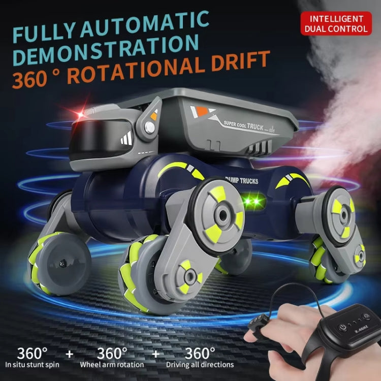 Eight Wheel Stunt Robot Dog Smart Gesture Sensor RC Kids Toy Car With Lights Music Spray Car, Style: Tank Green Dual RC - RC Cars by buy2fix | Online Shopping UK | buy2fix