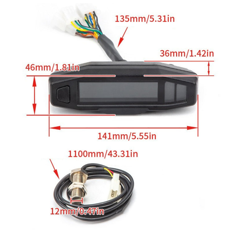 Motorcycle HD LCD Fuel Level Speed Electronic Instrument by buy2fix