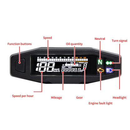 Motorcycle HD LCD Fuel Level Speed Electronic Instrument by buy2fix
