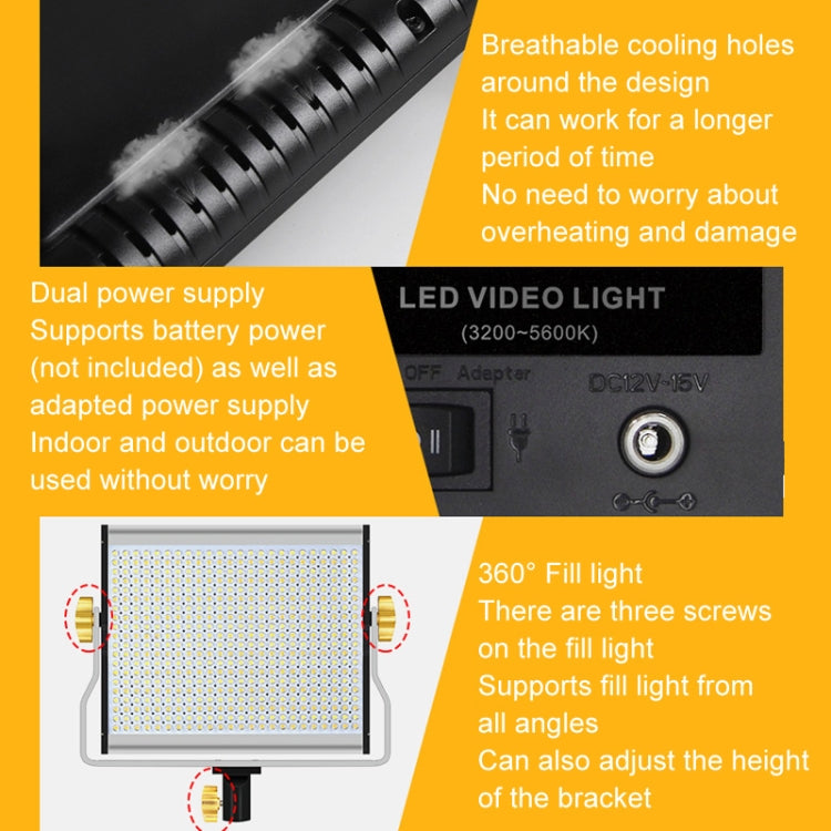 Photography Live LED Fill Light Film And Television Shooting Portrait Soft Video Lighting, Spec: W480 Lamp+UK Plug Adapter -  by buy2fix | Online Shopping UK | buy2fix