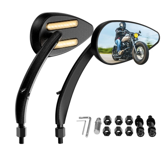 FLYQUICK Motorcycle LED Rearview Mirror With Light, Color: Black by buy2fix
