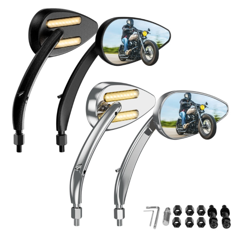 FLYQUICK Motorcycle LED Rearview Mirror With Light, Color: Black by buy2fix