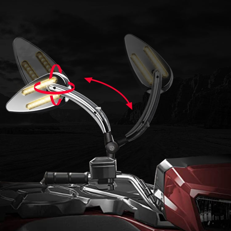 FLYQUICK Motorcycle LED Rearview Mirror With Light, Color: Black by buy2fix