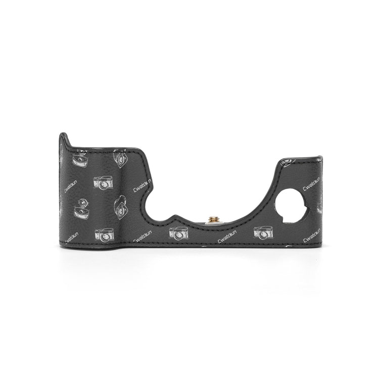 For FUJIFILM X-T5 Cwatcun D161 Vintage Camera Stand Camera Protective Leather Case(Black) - Protective Case by Cwatcun | Online Shopping UK | buy2fix