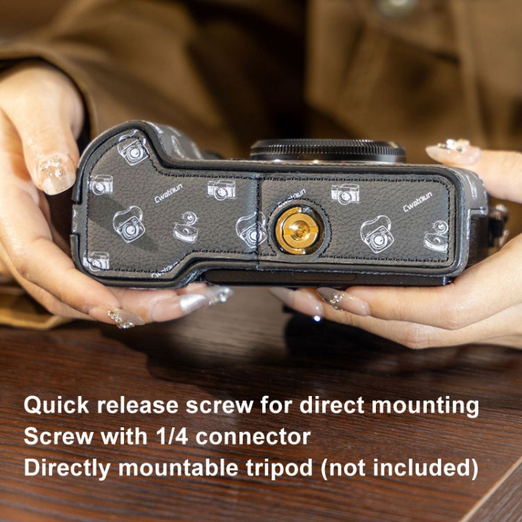 For FUJIFILM X-T5 Cwatcun D161 Vintage Camera Stand Camera Protective Leather Case(Black) - Protective Case by Cwatcun | Online Shopping UK | buy2fix