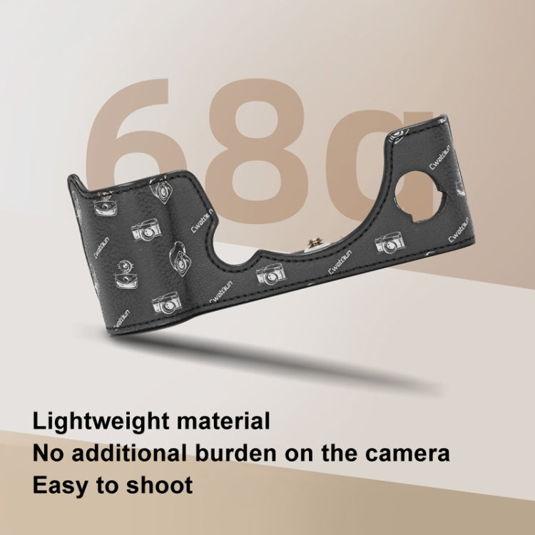 For FUJIFILM X-T5 Cwatcun D161 Vintage Camera Stand Camera Protective Leather Case(Black) - Protective Case by Cwatcun | Online Shopping UK | buy2fix