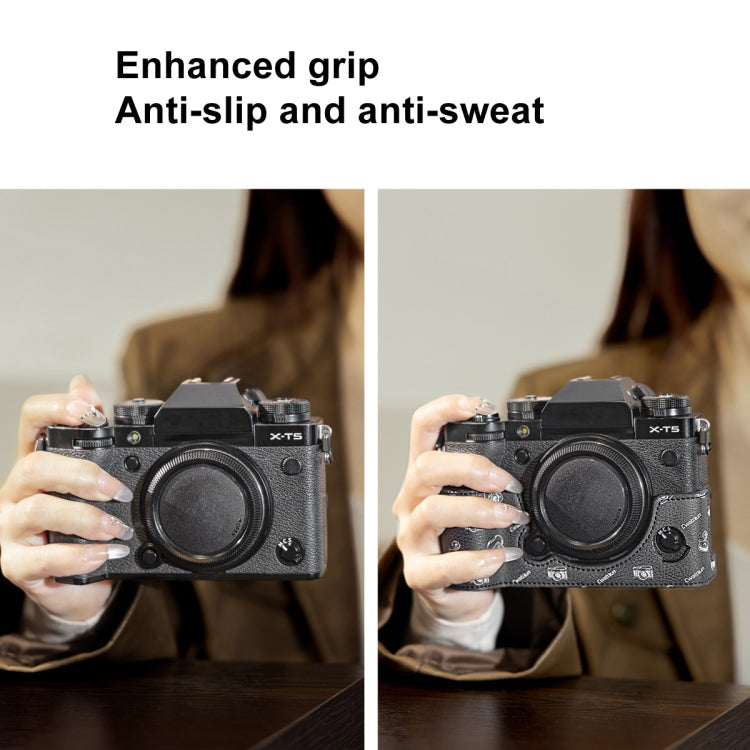 For FUJIFILM X-T5 Cwatcun D161 Vintage Camera Stand Camera Protective Leather Case(Black) - Protective Case by Cwatcun | Online Shopping UK | buy2fix
