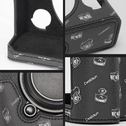 For FUJIFILM X-T5 Cwatcun D161 Vintage Camera Stand Camera Protective Leather Case(Black) - Protective Case by Cwatcun | Online Shopping UK | buy2fix