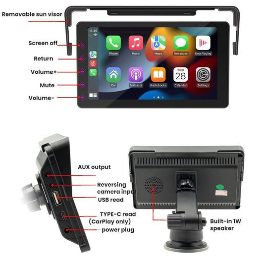 7 Inch Bluetooth 5.0 Portable CarPlay Monitor, Specifications: Display by buy2fix
