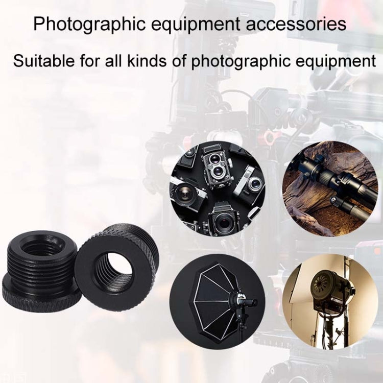 2pcs Metal 3/8 Female To 5/8-27 Male Adapter Screws Microphone Stands Conversion Photo Accessories(Black) -  by buy2fix | Online Shopping UK | buy2fix