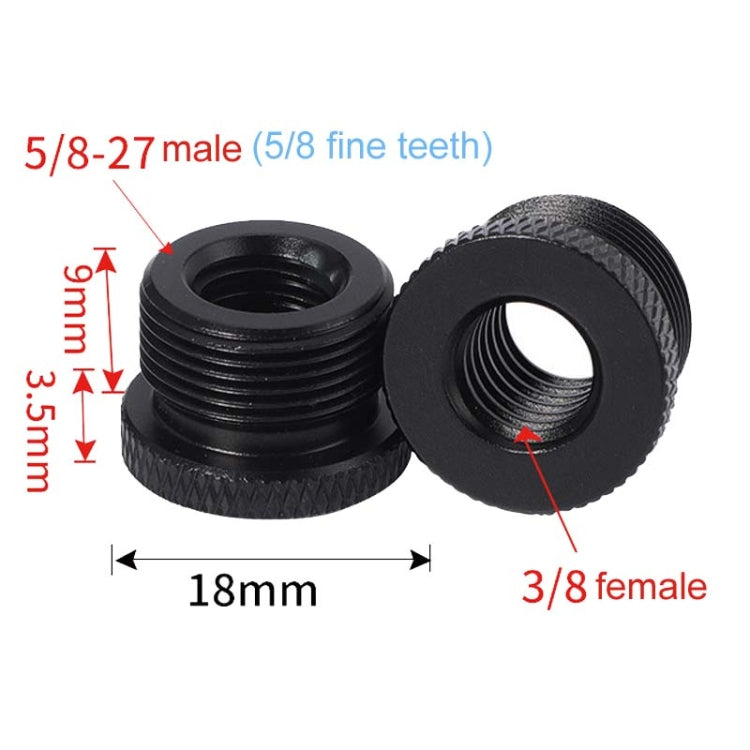 2pcs Metal 3/8 Female To 5/8-27 Male Adapter Screws Microphone Stands Conversion Photo Accessories(Black) -  by buy2fix | Online Shopping UK | buy2fix