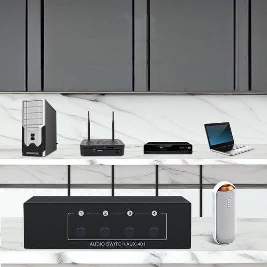 4 In 1 Out 3.5mm + RCA Audio Switcher 4 Channels Audio Converter(Black) by buy2fix