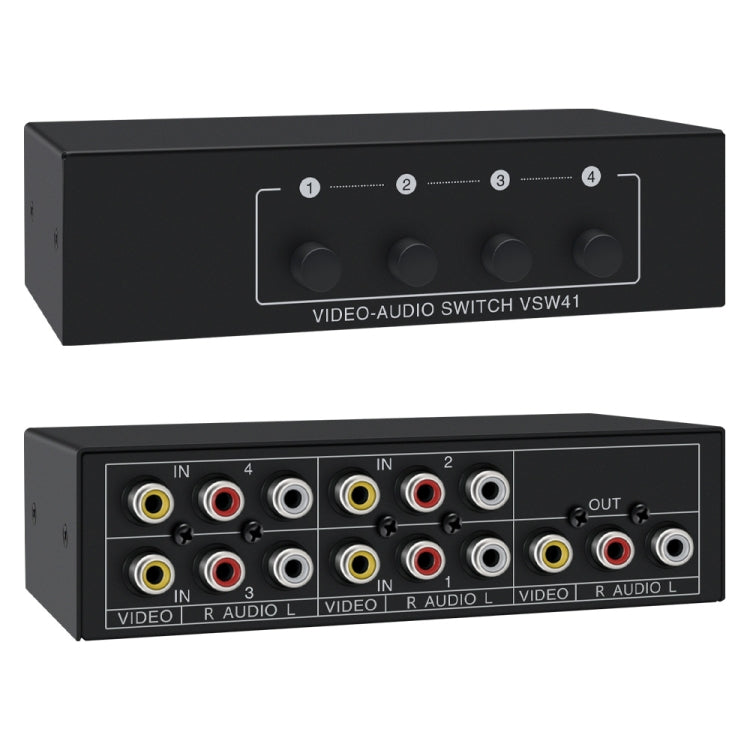 VSW41 AV 4-input 1-output RCA Lotus Interface Audio and Video Switcher - Splitter Adapter by buy2fix | Online Shopping UK | buy2fix