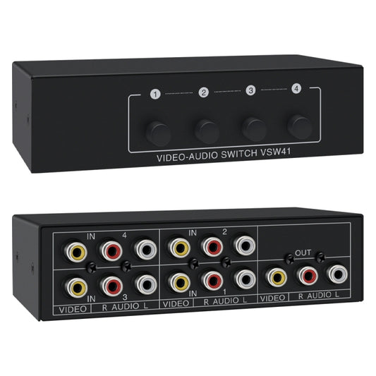VSW41 AV 4-input 1-output RCA Lotus Interface Audio and Video Switcher - Splitter Adapter by buy2fix | Online Shopping UK | buy2fix