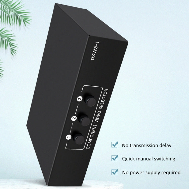 3 In 1 Out Component Video Selector YPbPr Video Switch Box - Splitter Adapter by buy2fix | Online Shopping UK | buy2fix