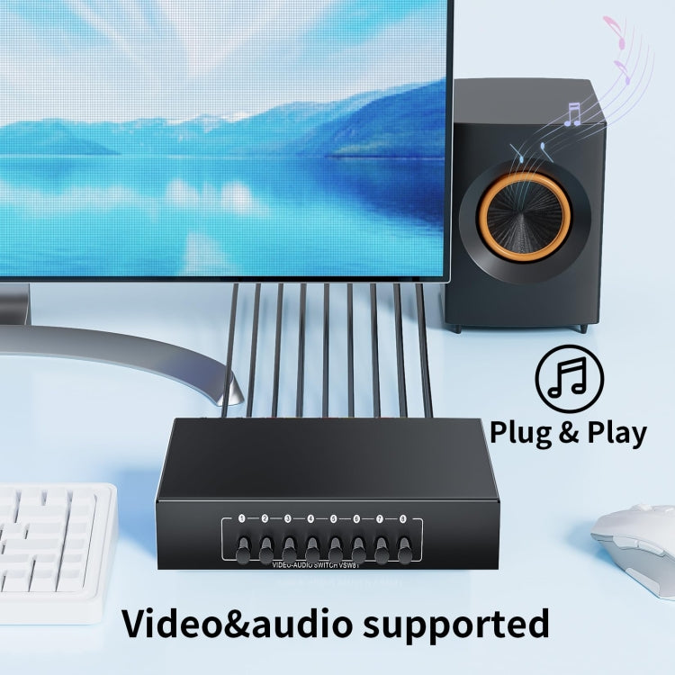 VSW81 AV 8 In 1 Out Audio and Video Switcher RCA Switch Splitter(Black) - Splitter Adapter by buy2fix | Online Shopping UK | buy2fix