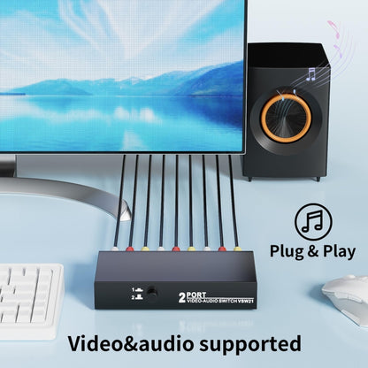 VSW21 AV 2 In 1 Out Audio Switcher RCA Audio Selector Box - Splitter Adapter by buy2fix | Online Shopping UK | buy2fix