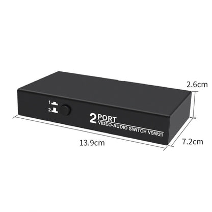 VSW21 AV 2 In 1 Out Audio Switcher RCA Audio Selector Box - Splitter Adapter by buy2fix | Online Shopping UK | buy2fix