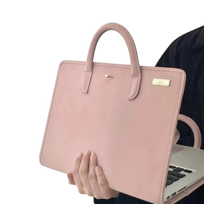 14 Inch Pink Girl Style PU Laptop Bag Protective Case with Handle - 14.1 inch by buy2fix | Online Shopping UK | buy2fix