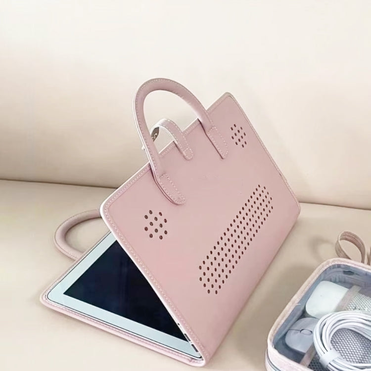 15.6 / 16 Inch Pink Girl Style PU Laptop Bag Protective Case with Handle - 15.6 - 17 inch by buy2fix | Online Shopping UK | buy2fix