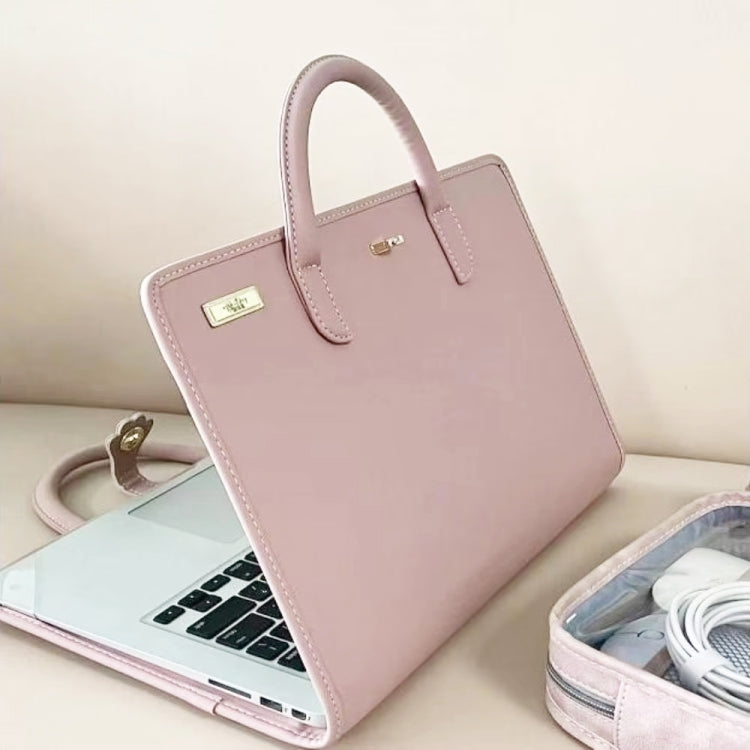 14 Inch Pink Girl Style PU Laptop Bag Protective Case with Handle - 14.1 inch by buy2fix | Online Shopping UK | buy2fix