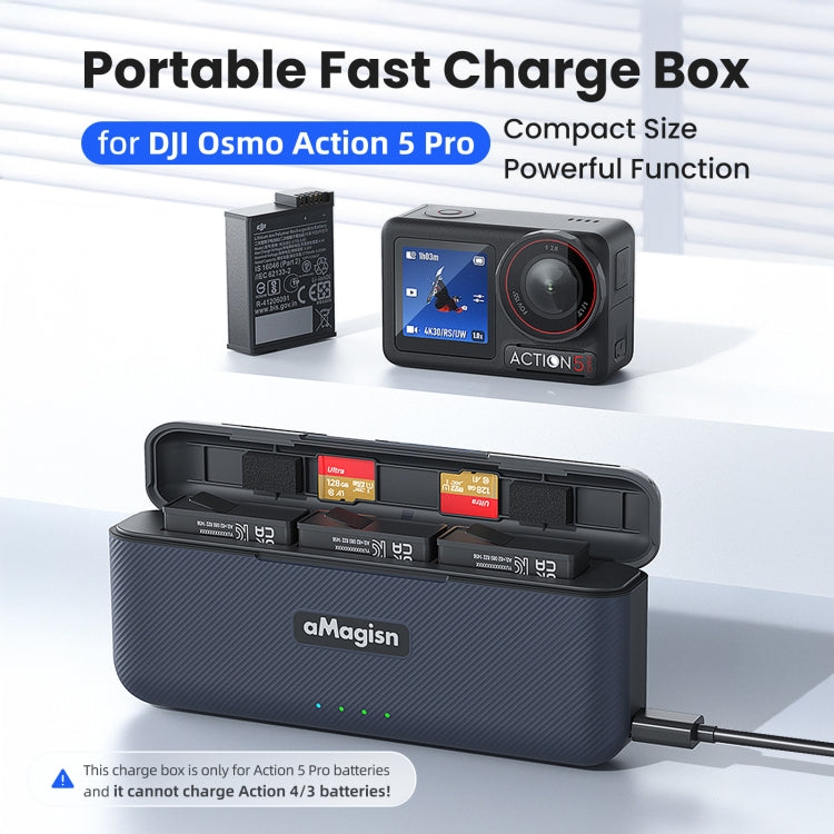 For DJI Osmo 360/Action 5 Pro aMagisn Battery Charger Fast Charging Box Storage Compartment - Cable & Charger by aMagisn | Online Shopping UK | buy2fix