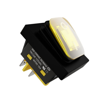 FILN 220V 30A Split Dustproof Boat-type Switch With Light, Specifications: Waterproof 4 Pin 2 Gear Yellow Light by FILN