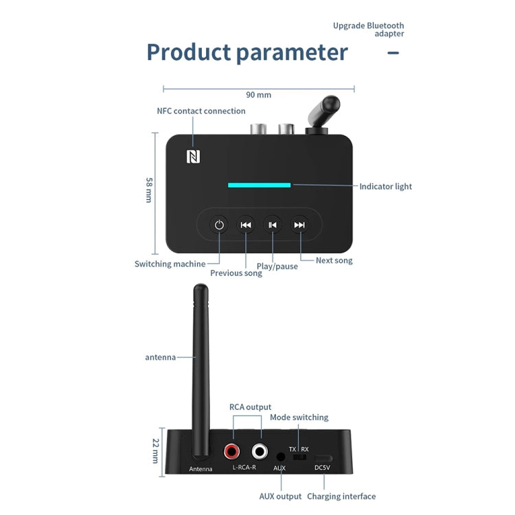 D9 2-in-1 Old-fashioned Audio Car Bluetooth Receiver Transmitter NFC Music Bluetooth Adapter - Bluetooth Adapters by buy2fix | Online Shopping UK | buy2fix