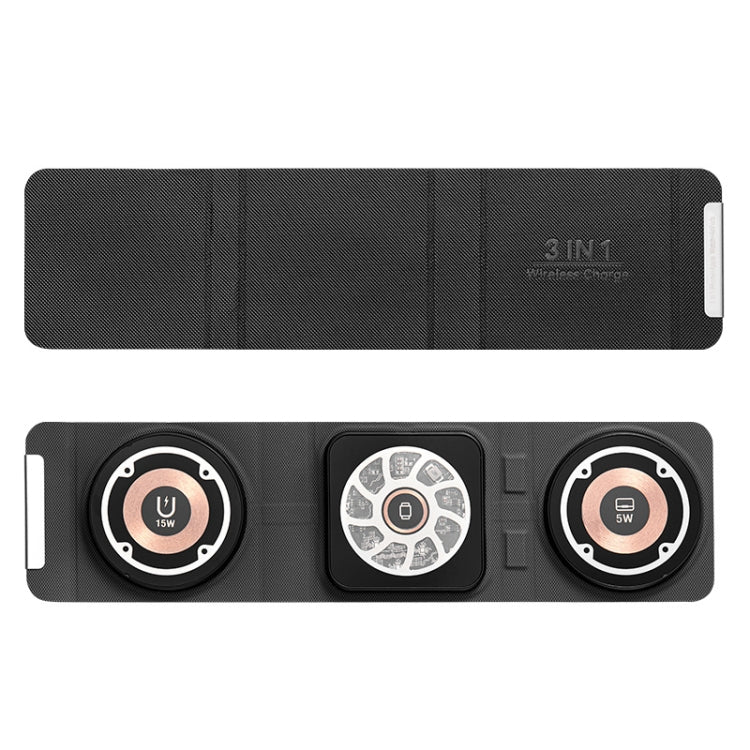 3-In-1 Magsafe Folding Wireless Charger Portable Wireless Fast Charging(Black) - Wireless Charger by buy2fix | Online Shopping UK | buy2fix