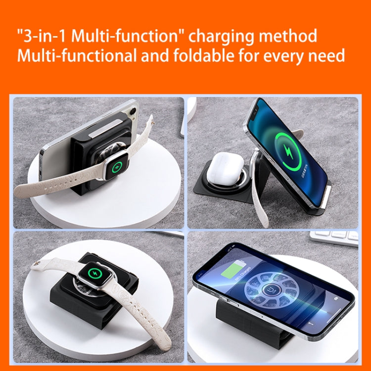 3-In-1 Magsafe Folding Wireless Charger Portable Wireless Fast Charging(Orange) - Wireless Charger by buy2fix | Online Shopping UK | buy2fix
