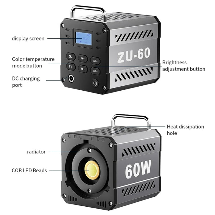 Desiontal ZU-60 60W Hand-Held Camera Light High Power Fill Light, EU Plug, Spec: Standard -  by Desiontal | Online Shopping UK | buy2fix