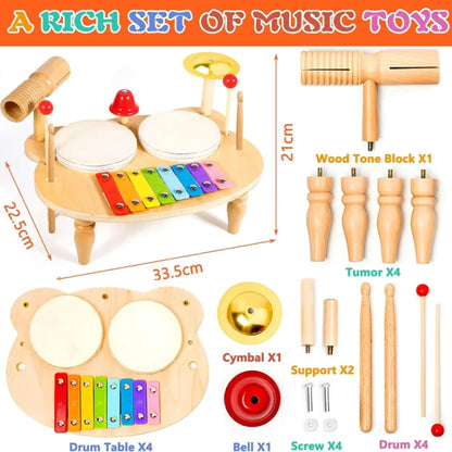 Children Wooden Desktop Music Percussion Toy Baby Early Learning Drum Enlightenment Toy, Style: Multi-function Percussion Table - Musical Instrument Toys by buy2fix | Online Shopping UK | buy2fix