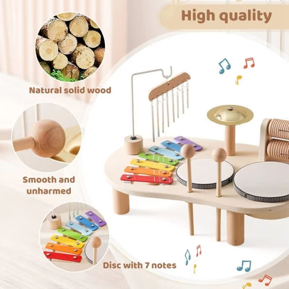 Children Wooden Desktop Music Percussion Toy Baby Early Learning Drum Enlightenment Toy, Style: Music Stand - Musical Instrument Toys by buy2fix | Online Shopping UK | buy2fix