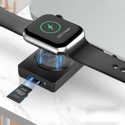 S02 For Apple Watch Series USB Magnetic Watch Wireless Charger With Card Reader Function(Black) - Charger / Holder by buy2fix | Online Shopping UK | buy2fix