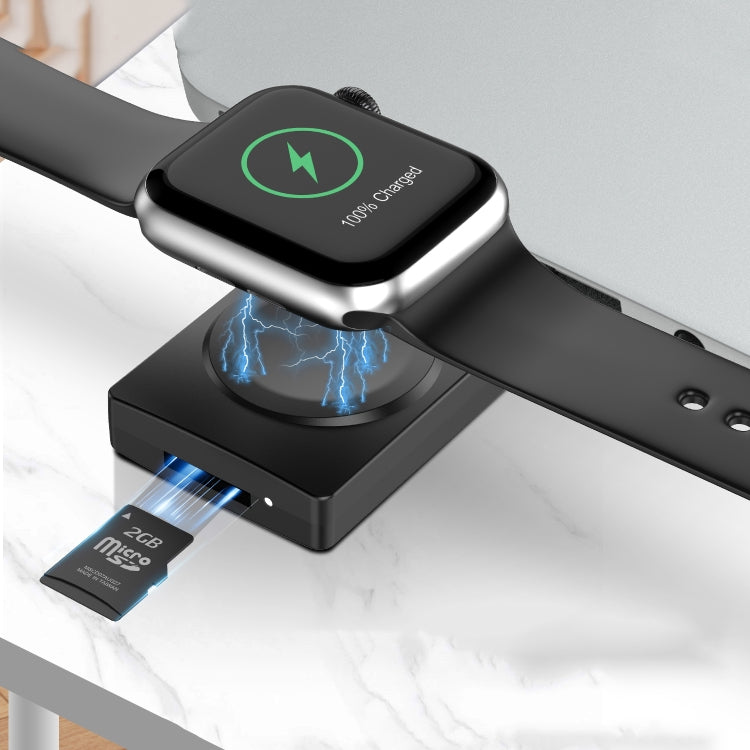 S02 For Apple Watch Series USB Magnetic Watch Wireless Charger With Card Reader Function(White) - Charger / Holder by buy2fix | Online Shopping UK | buy2fix