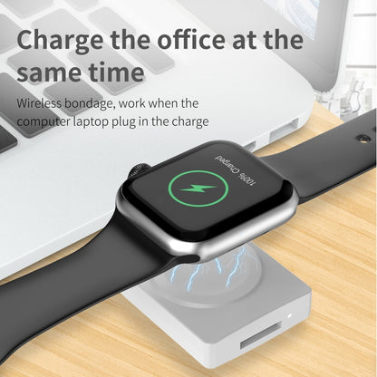 S02 For Apple Watch Series USB Magnetic Watch Wireless Charger With Card Reader Function(White) - Charger / Holder by buy2fix | Online Shopping UK | buy2fix