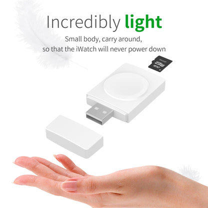 S02 For Apple Watch Series USB Magnetic Watch Wireless Charger With Card Reader Function(White) - Charger / Holder by buy2fix | Online Shopping UK | buy2fix